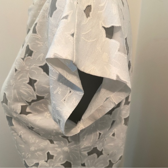 Reiss Shirt Short Sleeve Viscose Blend White Floral Cutout Lace Size Extra Small - Picture 4 of 8